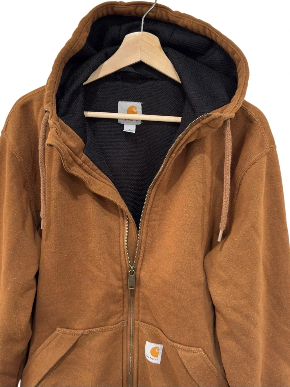 Carhartt Rain Defender Thermal Men's Brown Hooded Zip-Up Sweatshirt Jacket